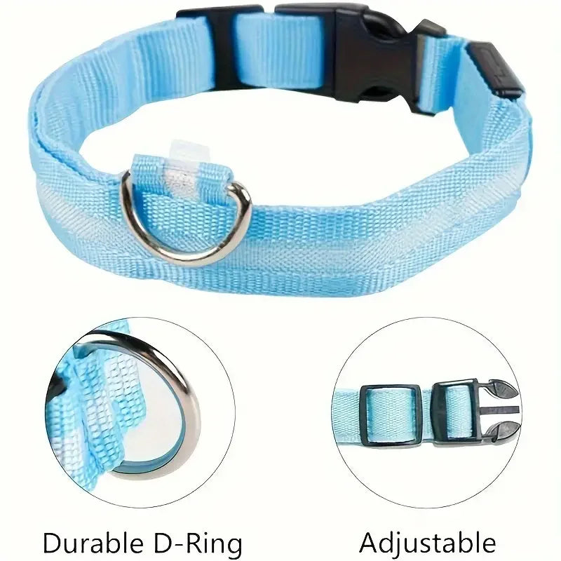 LED Safety Collar For Small And Medium Dogs - Adjustable, Flashing Glow For Night Walking