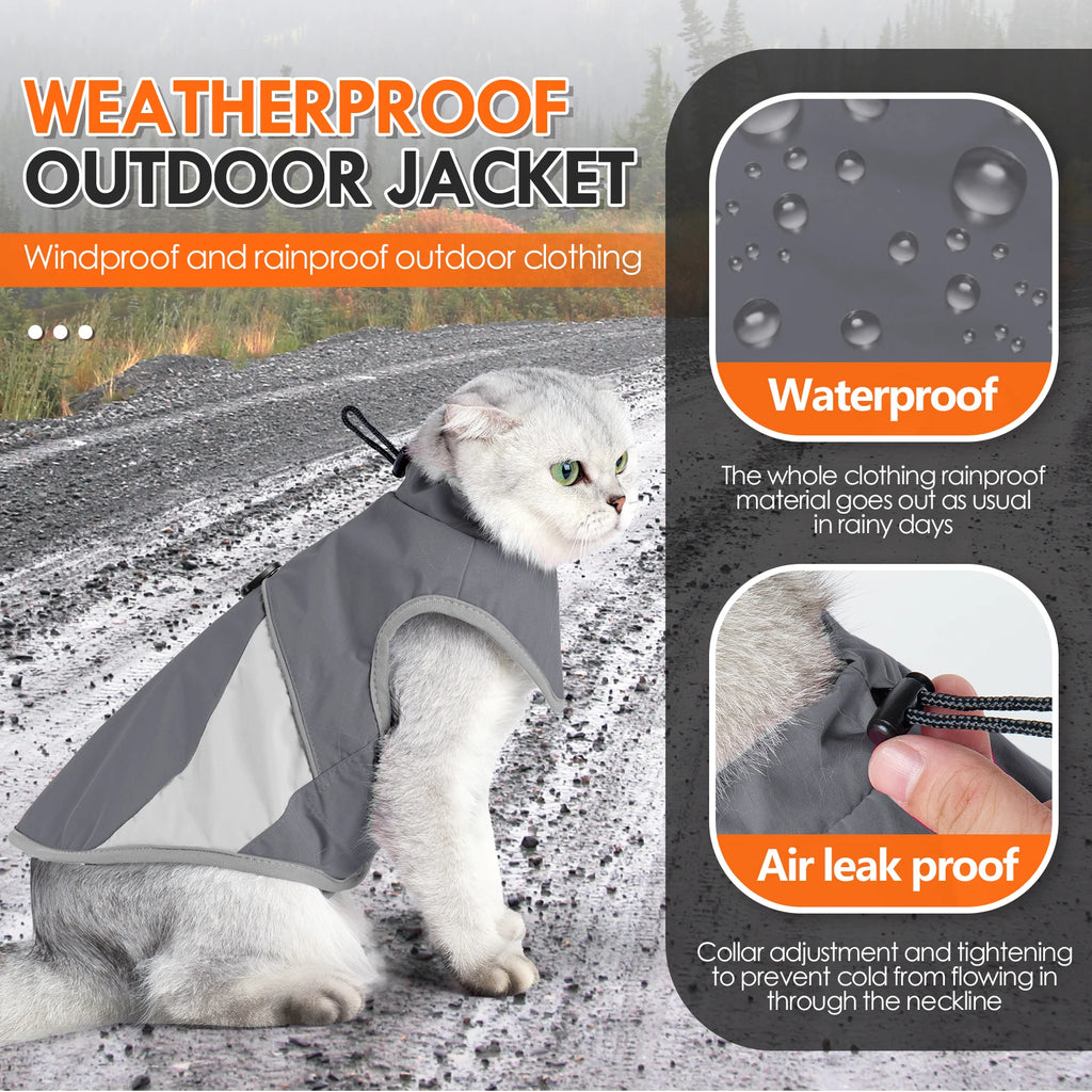 Winter Warm Thickness Windproof Cat Jacket Cat Clothes for Cats, Small Cats and Dogs
