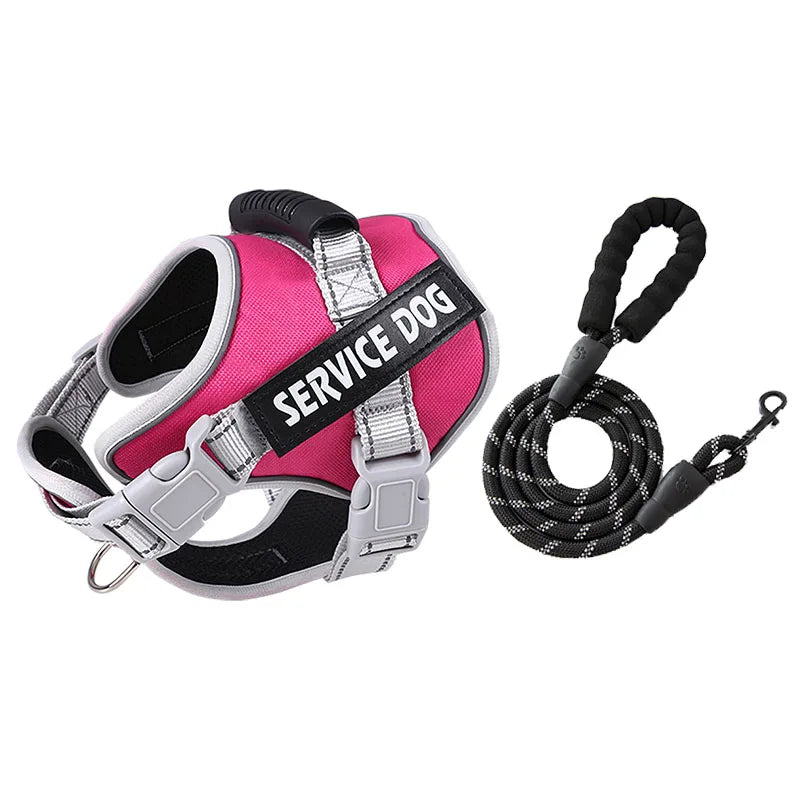 Service Dog Chest Harness No Pull Dog Hook Suitable Large Dog Vest Style Walking Rope Control Dog Strap Accessories Prevent Loss
