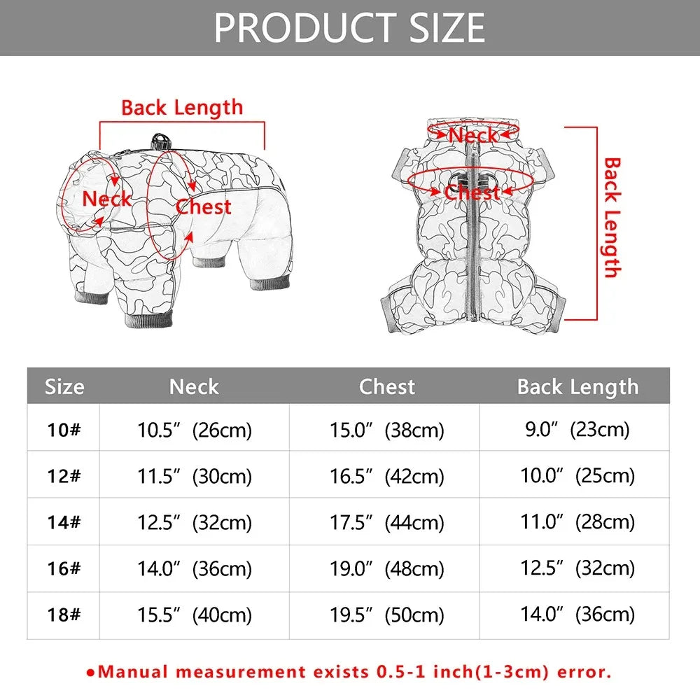 Winter Warm Dog Jumpsuit Reflective Polka Dot Printed Puppy Clothes With D-ring Waterproof Dogs Jacket Chihuahua Bulldog Coat