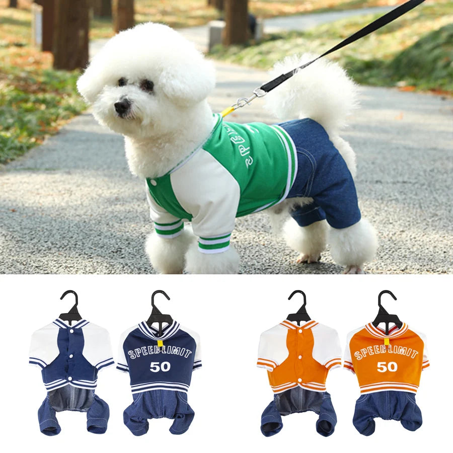 Dog College Jacket with 4-Leg Denim Design