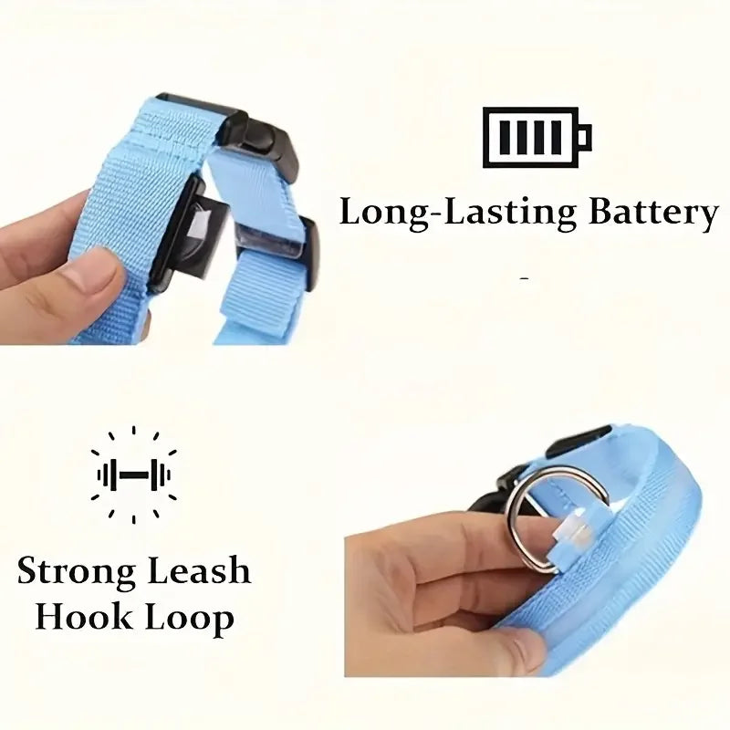 LED Safety Collar For Small And Medium Dogs - Adjustable, Flashing Glow For Night Walking