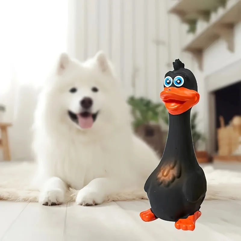 Pet Dog Sound Toy - Screaming Standing Chicken and Big-Mouthed Duck, Latex Squeaky Teething Dog Toy