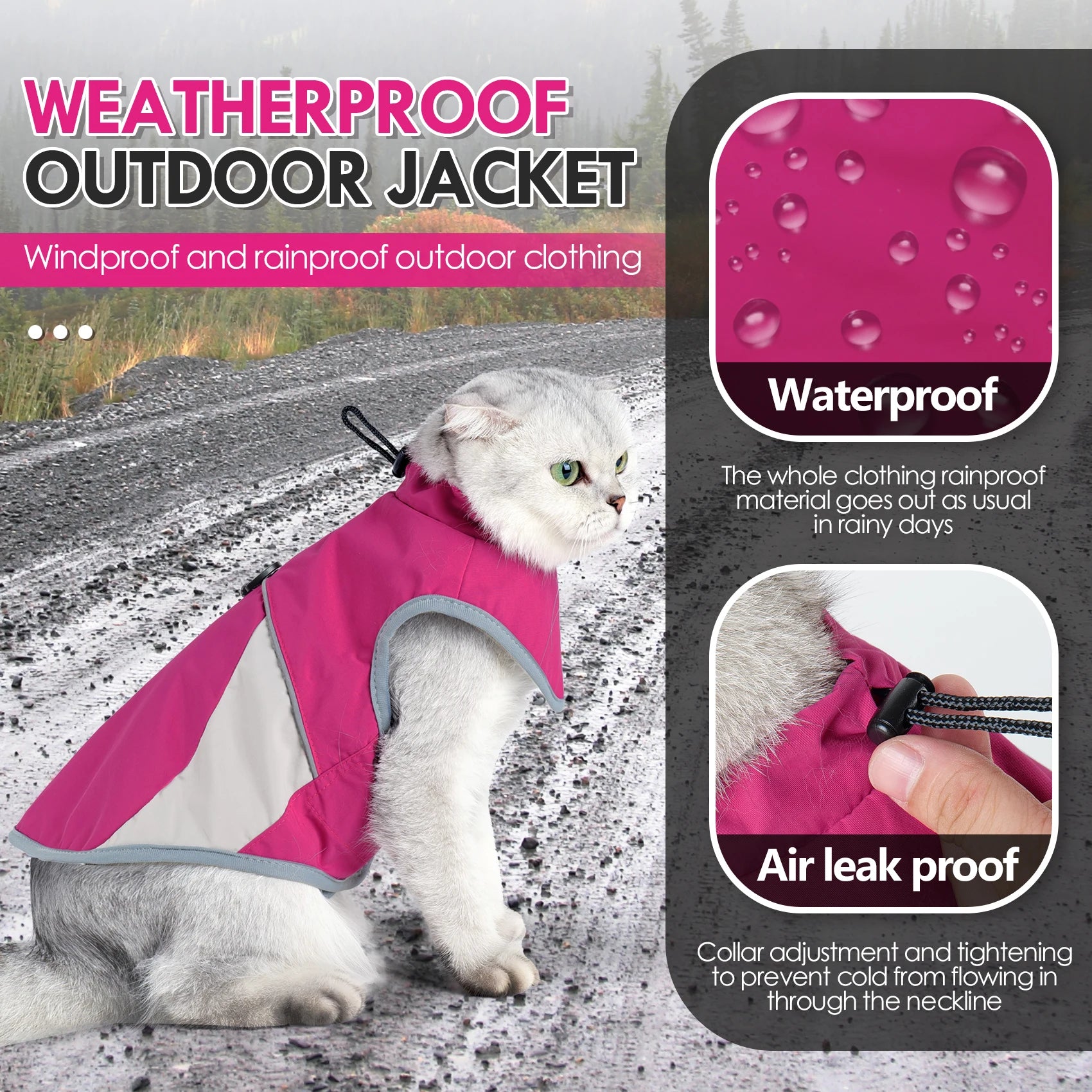 Winter Warm Thickness Windproof Cat Jacket Cat Clothes for Cats, Small Cats and Dogs