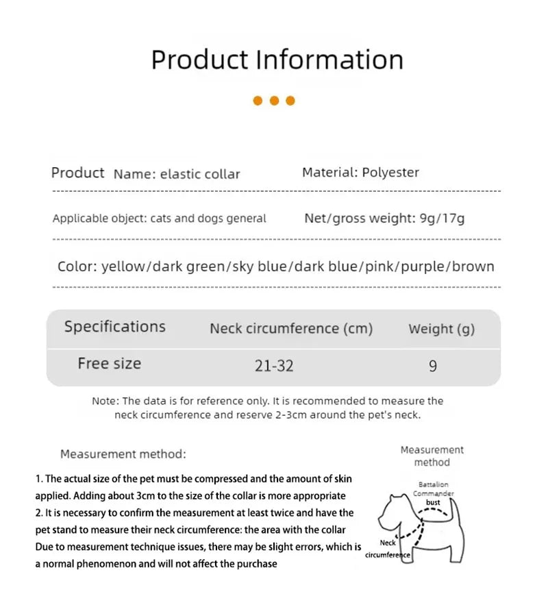 Cat collar with high elasticity, adjustable dog collar, small dog decoration, pet collar