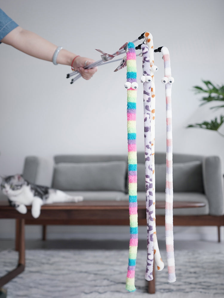 Cat Toy Feather Cat Teaser Wand Cat Interactive Toy Funny Caterpillar Colorful Rod Teaser Wand Pet Cat Supplies Cat Accessory