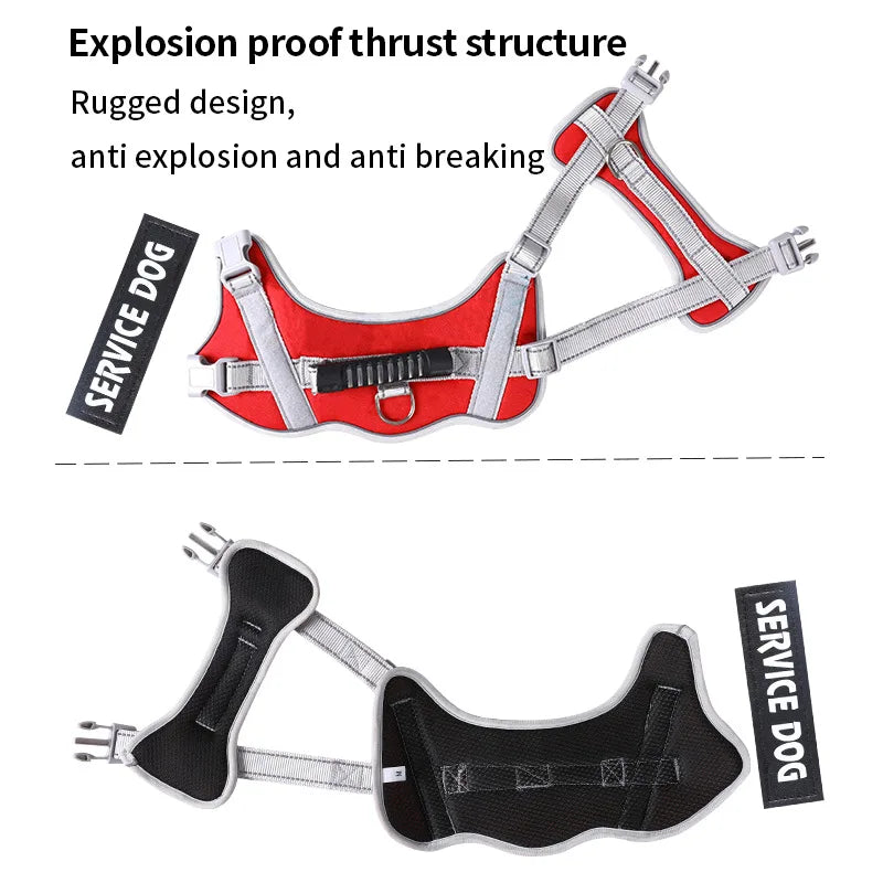 Service Dog Chest Harness No Pull Dog Hook Suitable Large Dog Vest Style Walking Rope Control Dog Strap Accessories Prevent Loss