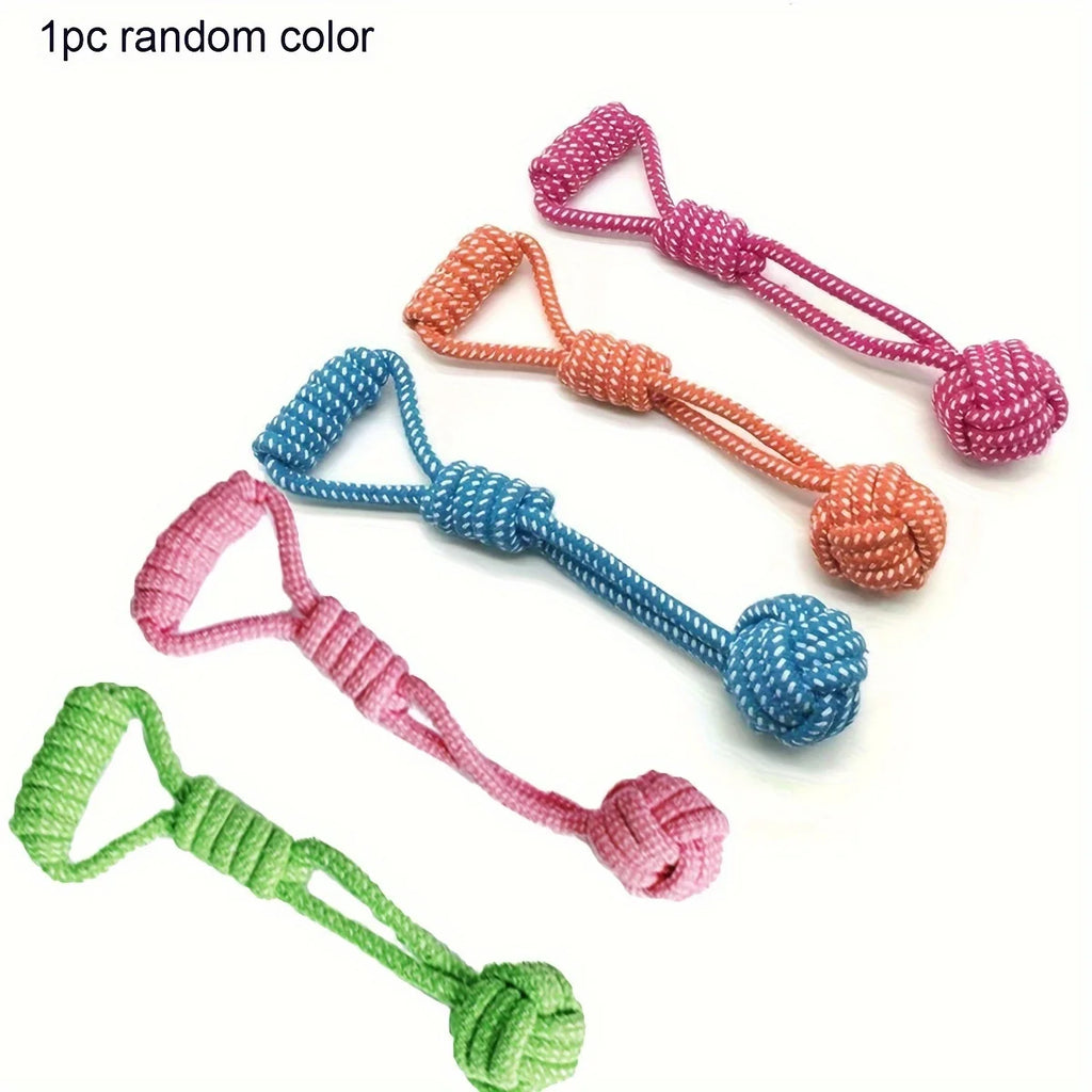 1pc Durable Dog Rope Toy with Ball - All-Breed Chew and Tug Plaything Random Color Selection