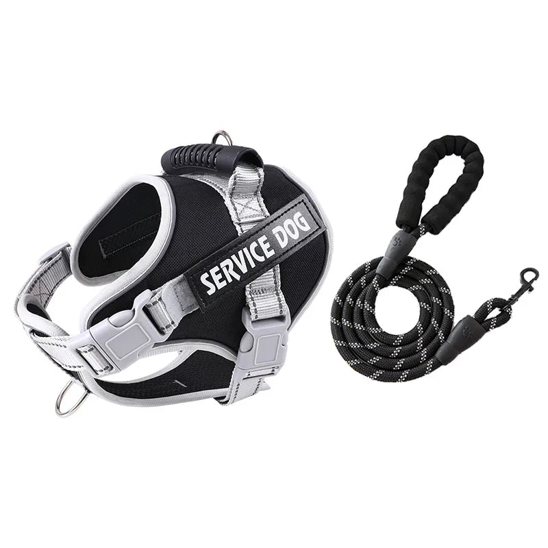Service Dog Chest Harness No Pull Dog Hook Suitable Large Dog Vest Style Walking Rope Control Dog Strap Accessories Prevent Loss