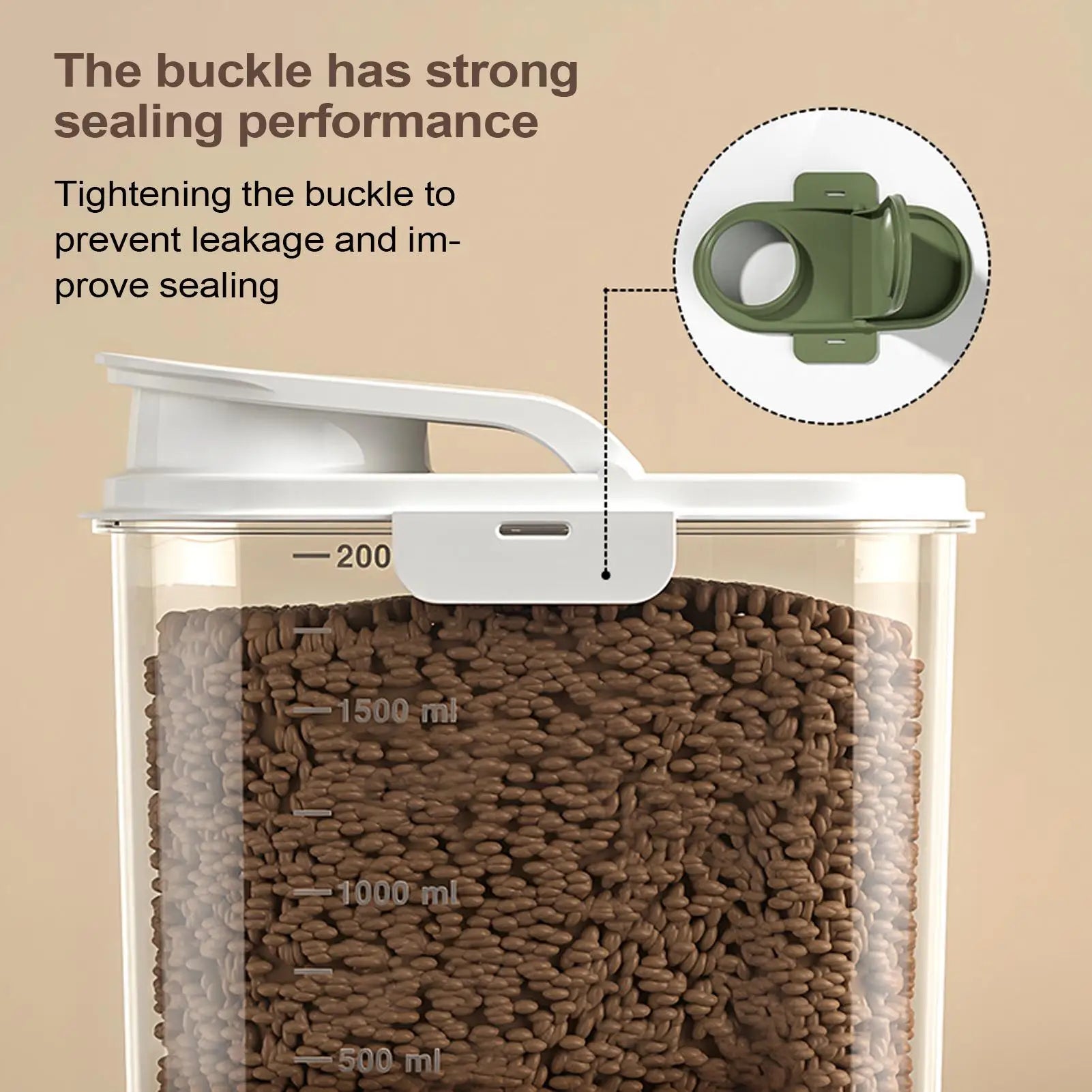 2L Pet Food Container Airtight Pet Food Storage Containers Canister with Lid for Sugar Rice Cereal Nut Pasta Snack Organizer