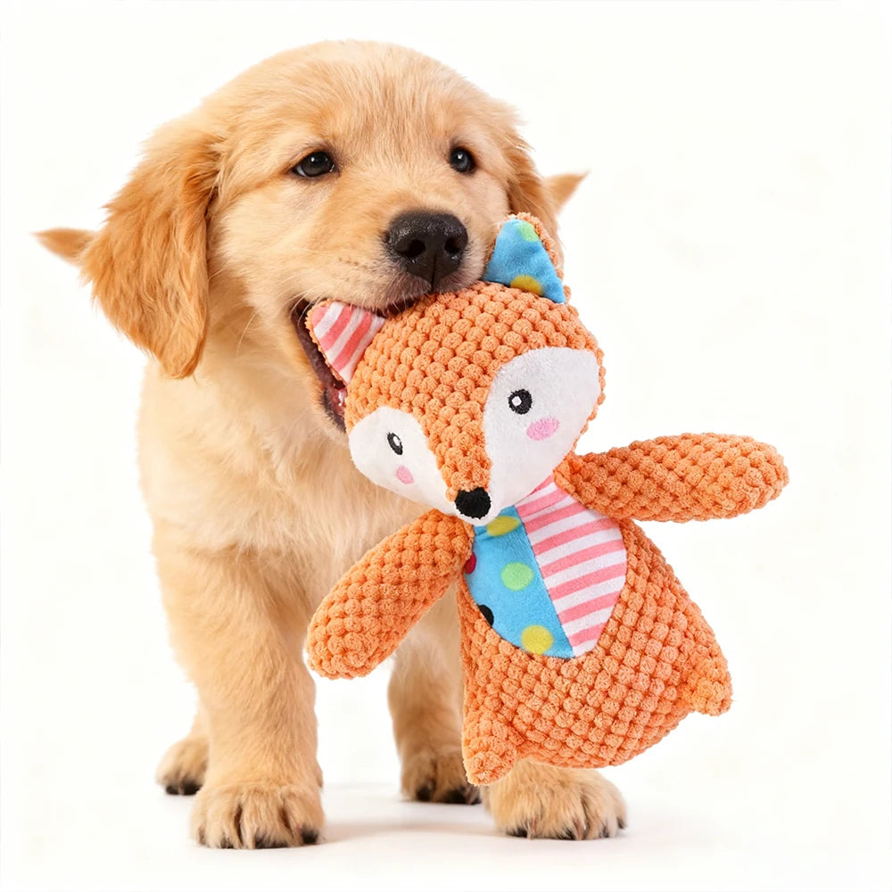 Pet Plush Toy Cat Dog Puzzle Toy Cute Animals Bite Resistant Interactive Squeaky Pet Dog Teeth Cleaning Chew Toy Pet Supplies