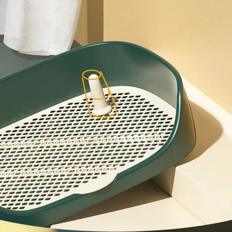 Portable Pet Toilet Training Kit Plastic with Pillar Includes Toilet Mat/Potty Tray/Pee Pad Dog Urinary Trainer Potty Training