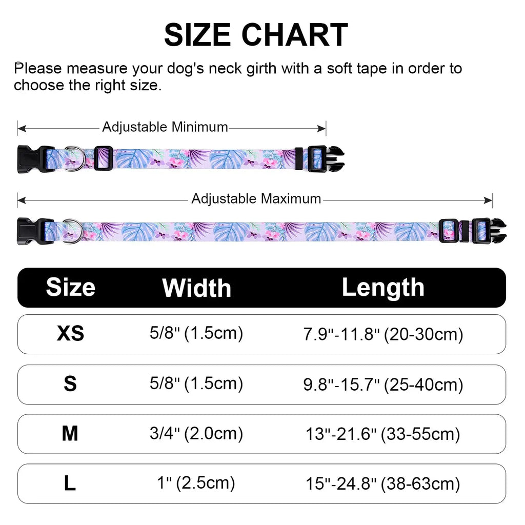 Adjustable Dog Collar Pet Collar for Small Medium Large Dog Walking Collars Flower Style Puppy Cat Collar Pet Supplies Pitbull