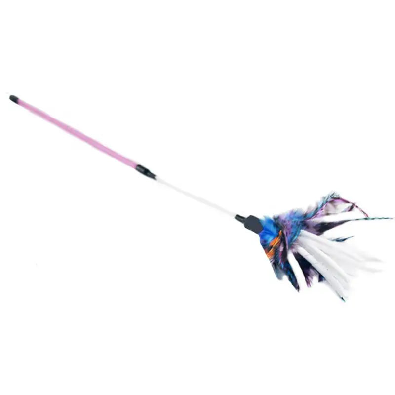 Cat Wand Toy Feather Teaser Stick Cat Toys Interactive Cat Toy Feather Wand with Paper Wadding for Indoor Cats Playing Exercise