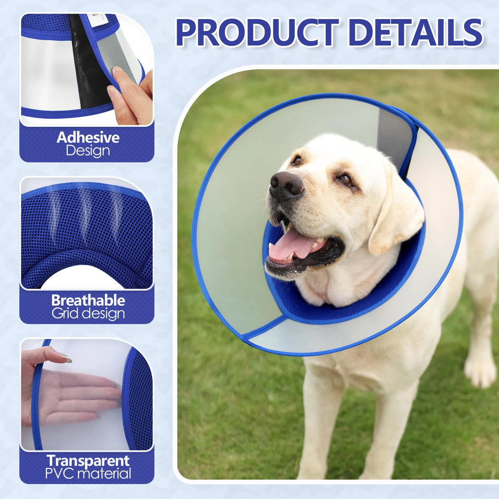 Pet Recovery Collar for Dogs After Surgery Adjustable Dog Neck Cone Surgical Elizabeth E-Collar Prevent Biting and Licking Wound