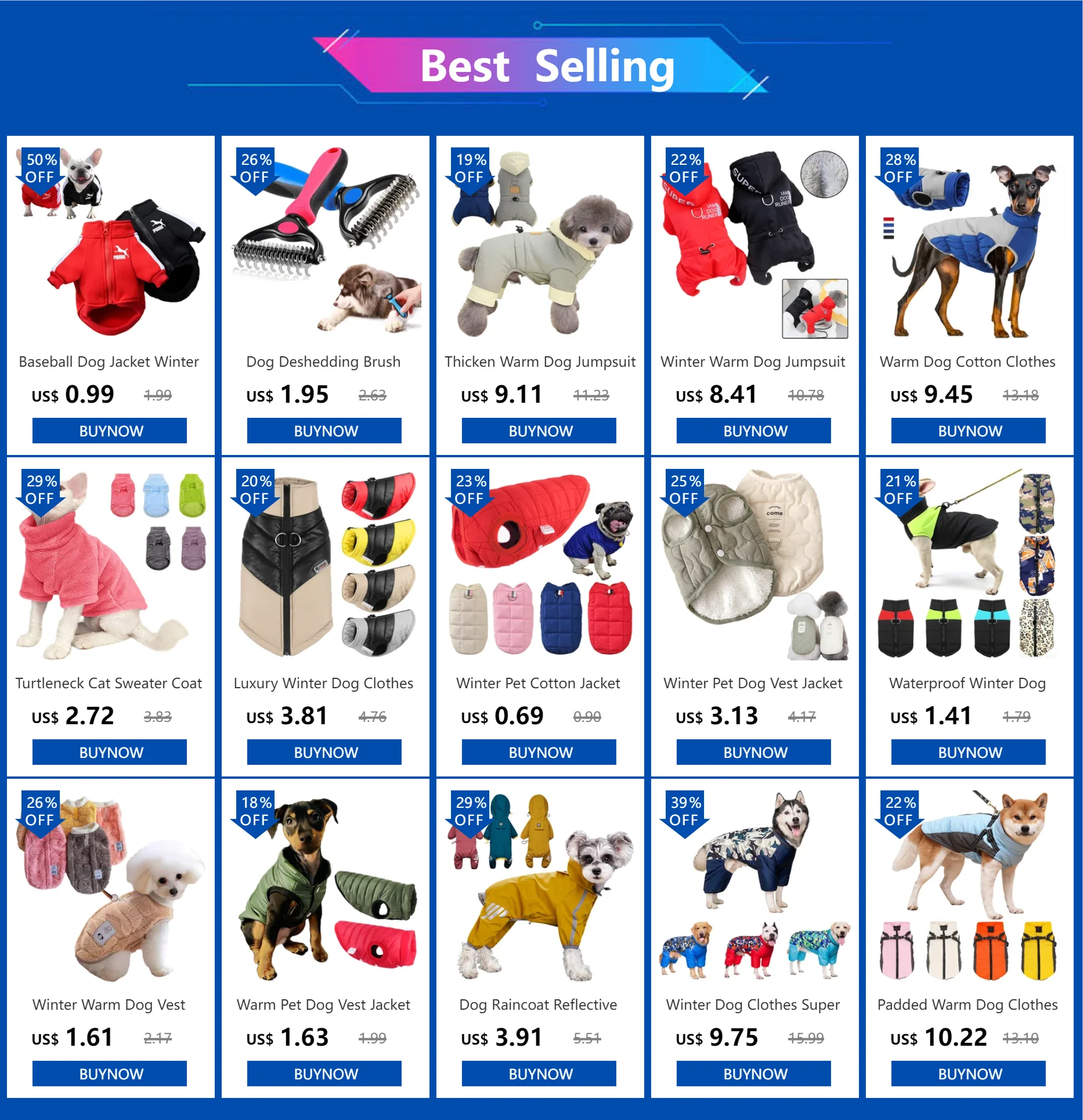Winter Dog Clothes Super Warm Large Dogs Jacket Thicken Pet Cotton Coat Waterproof Dog Jumpsuits For French-Bulldog Overalls