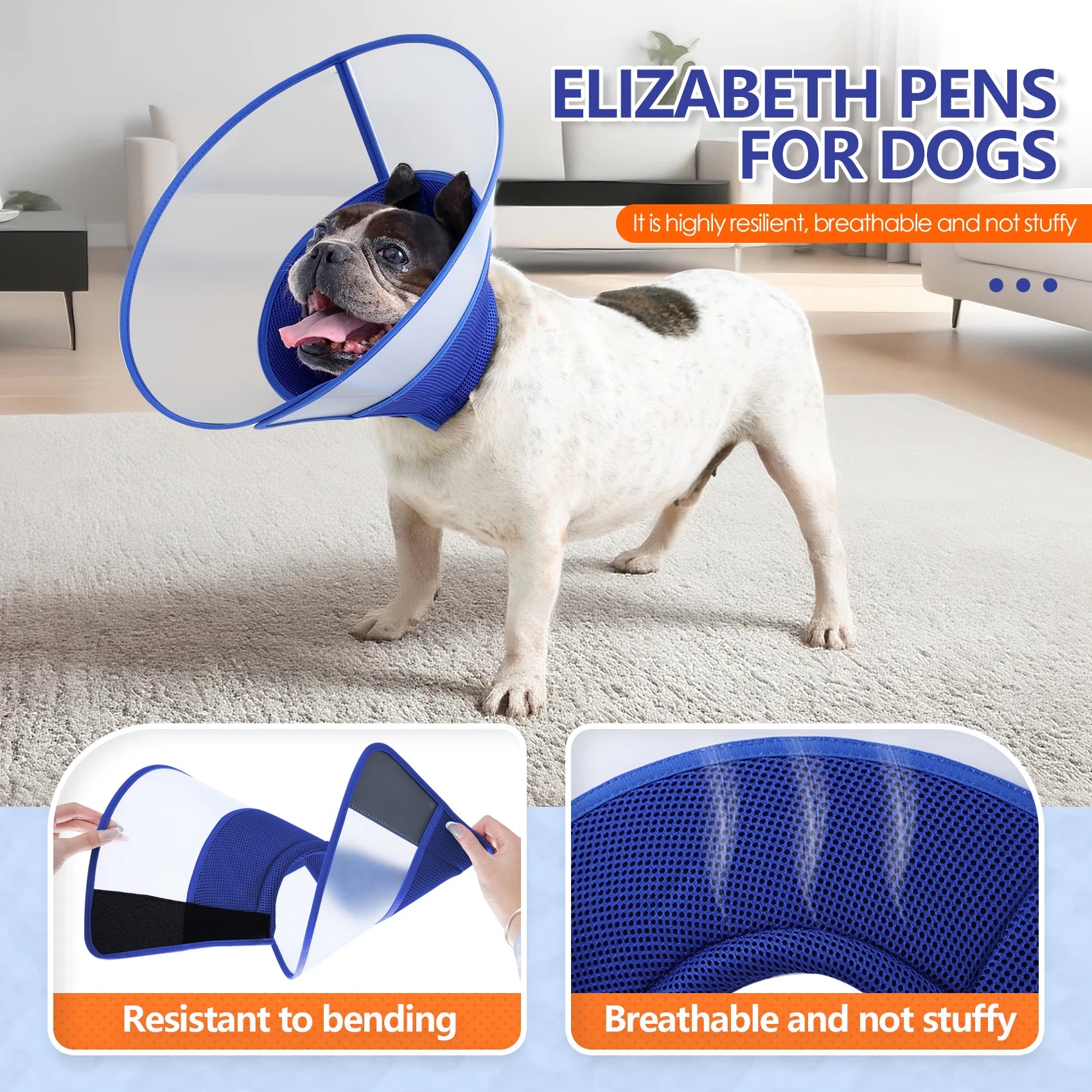 Pet Recovery Collar for Dogs After Surgery Adjustable Dog Neck Cone Surgical Elizabeth E-Collar Prevent Biting and Licking Wound