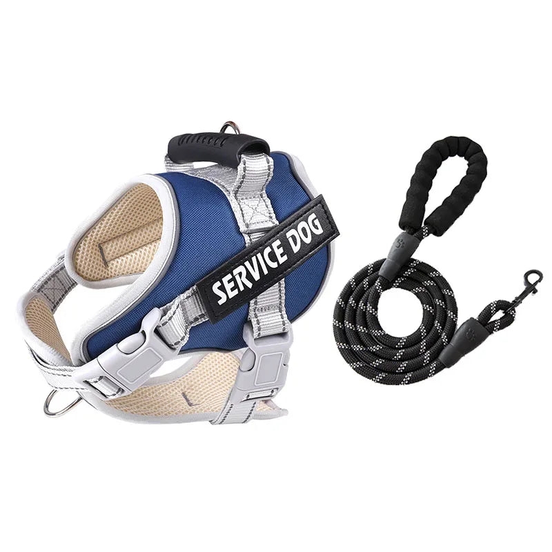 Service Dog Chest Harness No Pull Dog Hook Suitable Large Dog Vest Style Walking Rope Control Dog Strap Accessories Prevent Loss