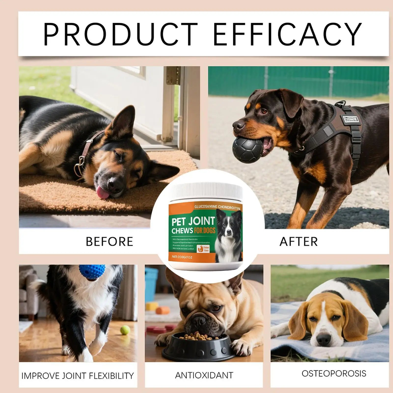 Dog Joint Supplement Chewable Pill Nutrient Pet 100-piece Joint Health For Dogs For Home Travel Daily Care Digestive Absorption