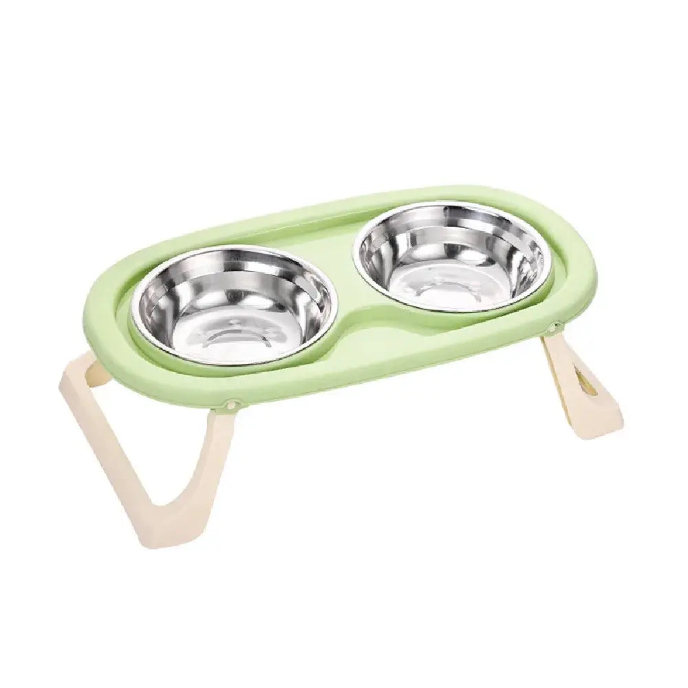 Non-Slip Double Pet Bowls with Foldable Stand for small pets providing a stable and hygienic feeding experience.