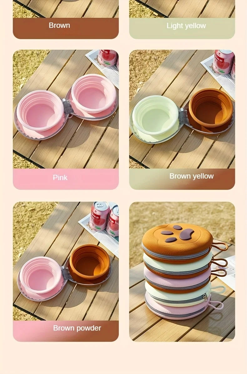 2 in 1 Foldable Silicone Dog Bowl Portable Travel Pet Feeding Double Bowl Easy to Clean for Outdoor Training pet feed supplies