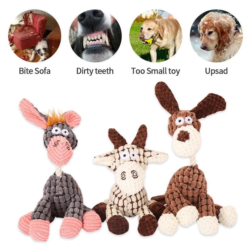 Donkey Dog Toys for Large Dogs Plush Stuffed Dog Toys for Aggressive Chewers Stuffed Dog Toys Durable Squeaky Puppy Chew Toys