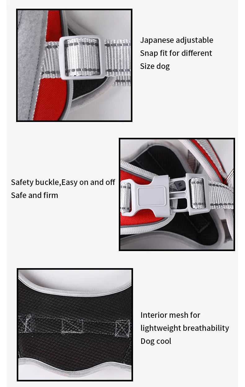 Service Dog Chest Harness No Pull Dog Hook Suitable Large Dog Vest Style Walking Rope Control Dog Strap Accessories Prevent Loss