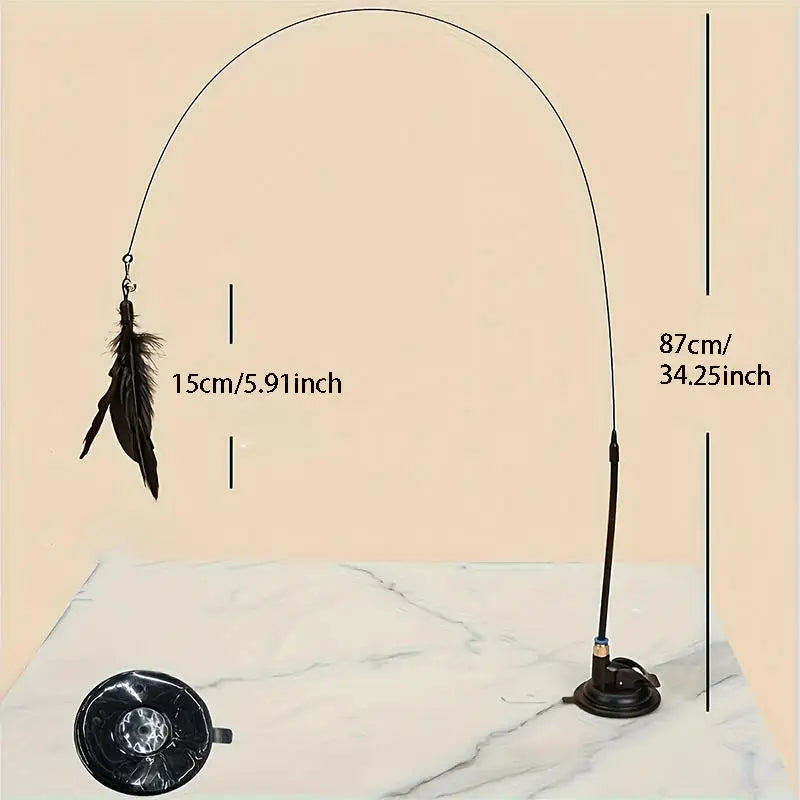 Cats Toys Feathers Wand Interactive Toy Kitten Toys With Suction Cup Detachable Feather Replacements Cat Toys Accessories