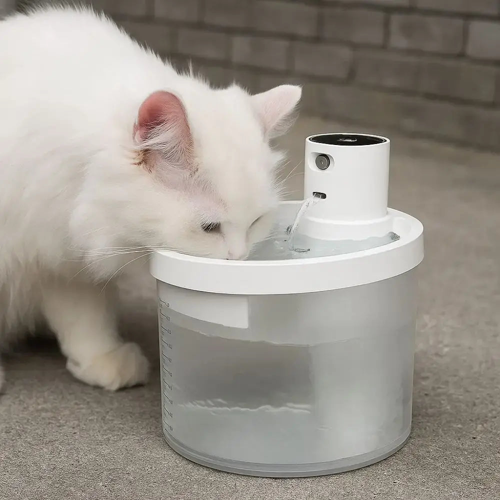 Cat drinking from the Ultra-Quiet 2.2L Automatic Pet Water Fountain.