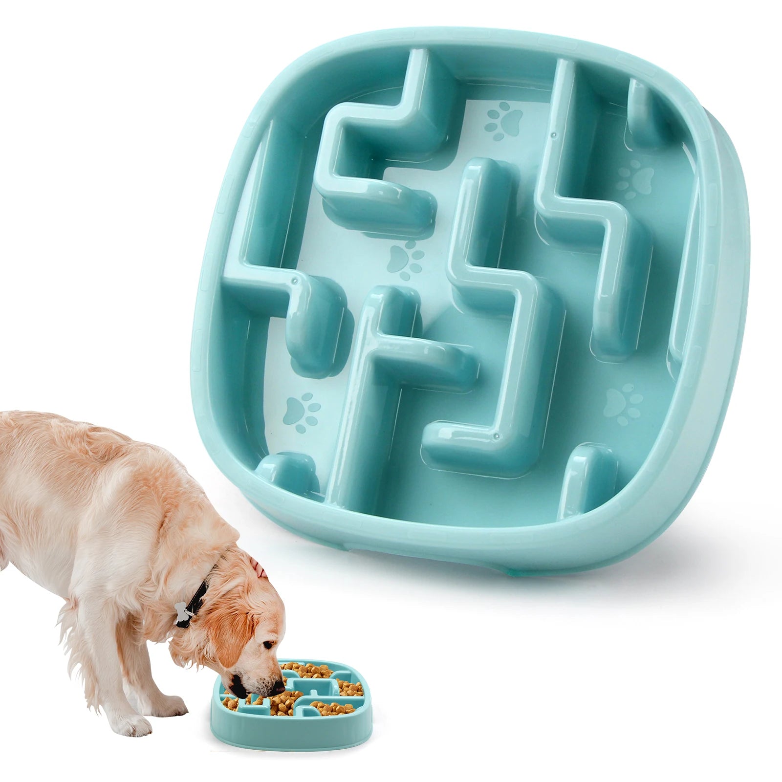 Fun Non-Slip Dog Slow Feeder Bowl with a maze design, helping pets eat slower for better digestion.