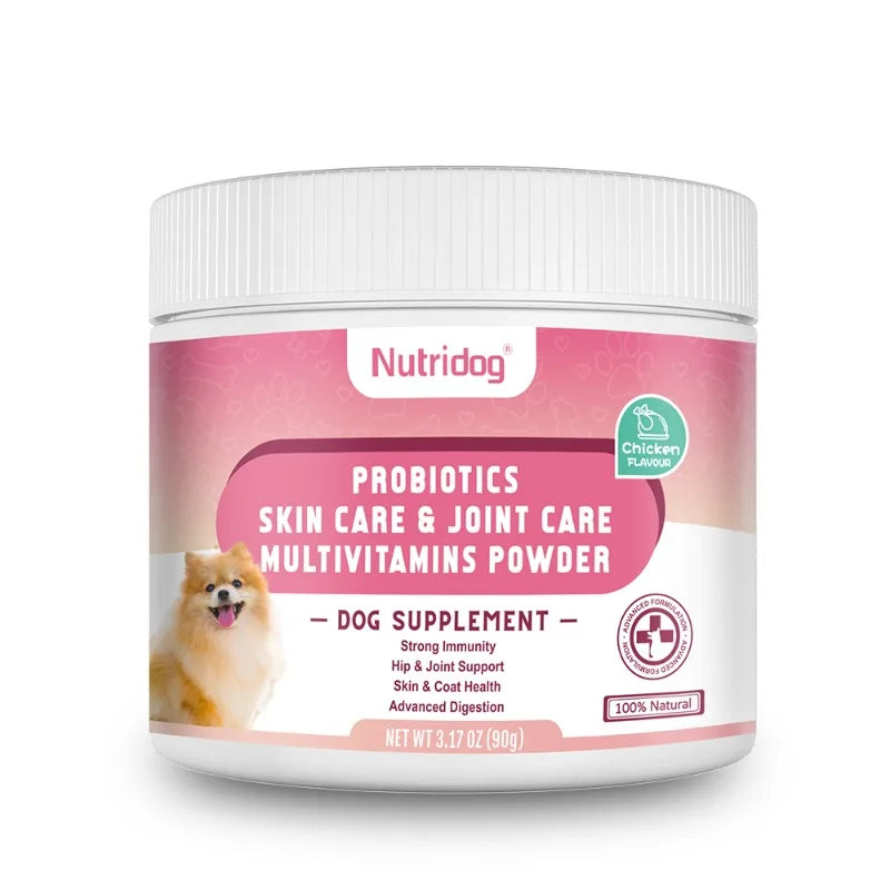 Dog Multivitamin Powder with Probiotics, Glucosamine & Digestive Enzymes, Immune System & Gut,Supports Joint Health（chicken）