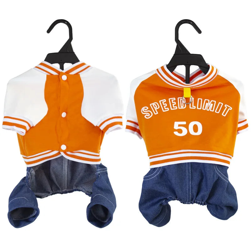 Dog College Jacket with 4-Leg Denim Design