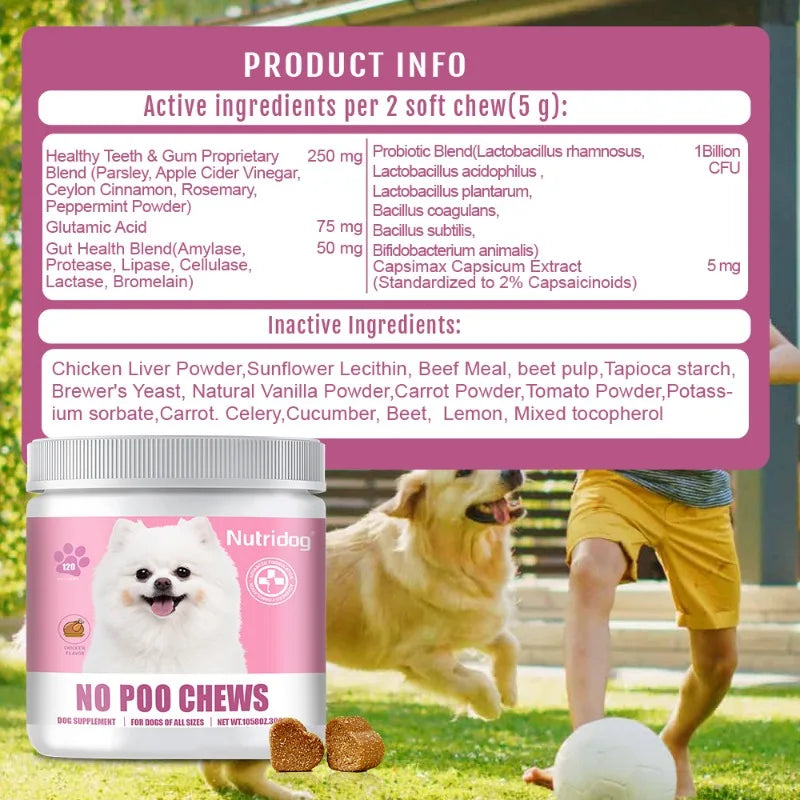 Dog Food No Poop With Probiotics - Reduces stool volume&improves soft stools Supports digestive health for sensitive stomachs