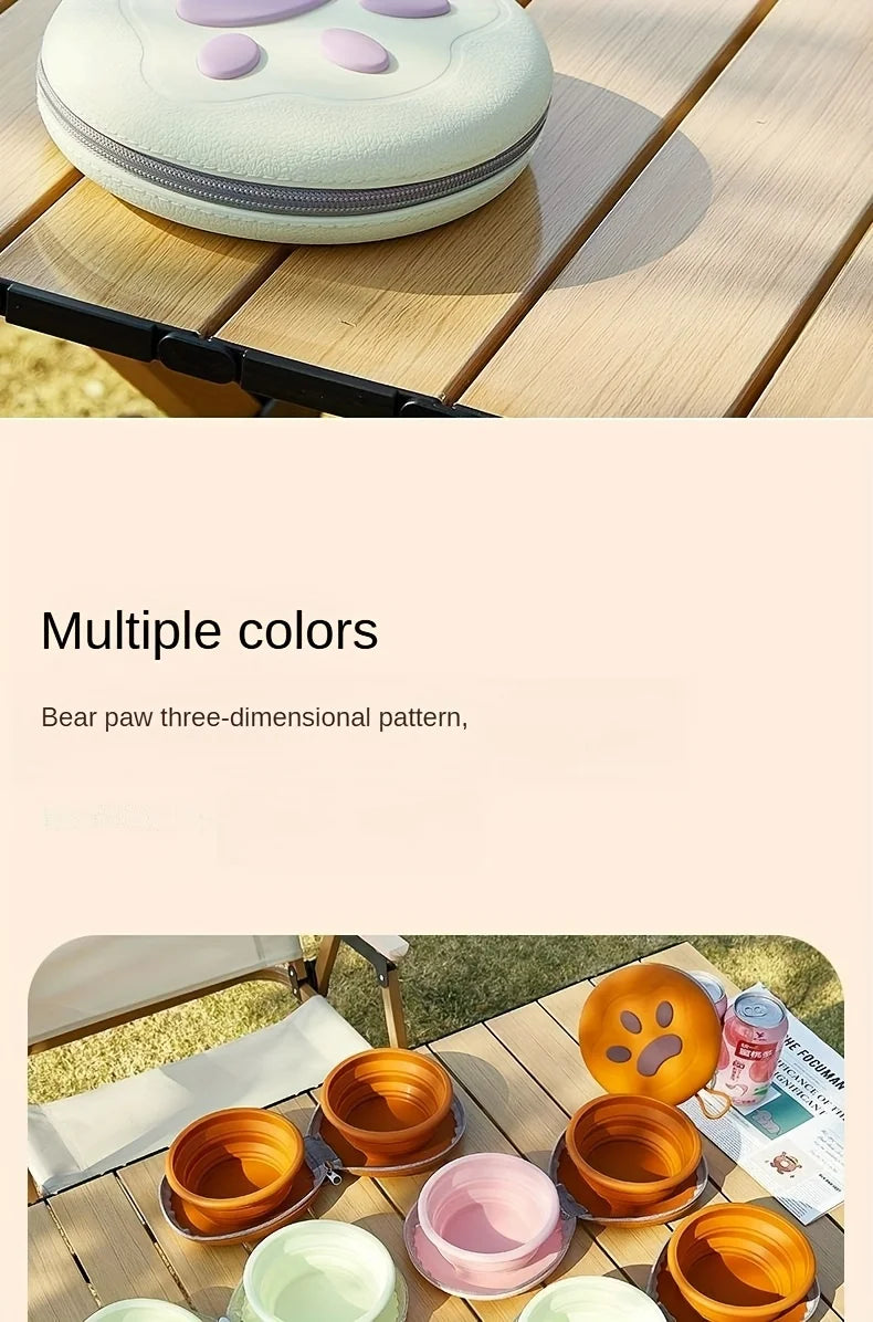 2 in 1 Foldable Silicone Dog Bowl Portable Travel Pet Feeding Double Bowl Easy to Clean for Outdoor Training pet feed supplies