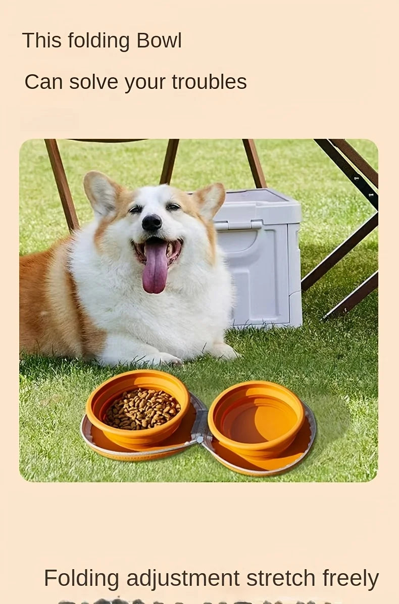 2 in 1 Foldable Silicone Dog Bowl Portable Travel Pet Feeding Double Bowl Easy to Clean for Outdoor Training pet feed supplies