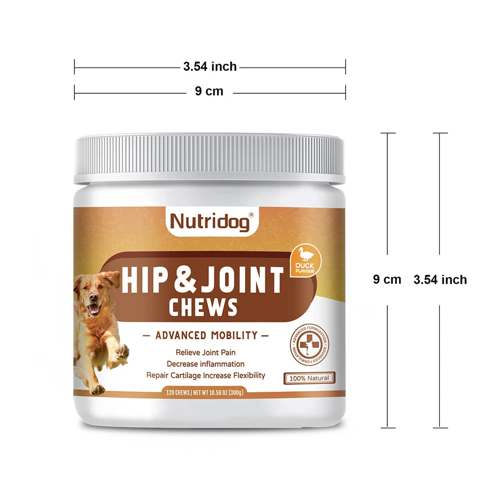 Hip and Joint Supplement for Dogs with Glucosamine, Chondroitin & MSM - Duck Flavor Joint Care Chews(Duck)