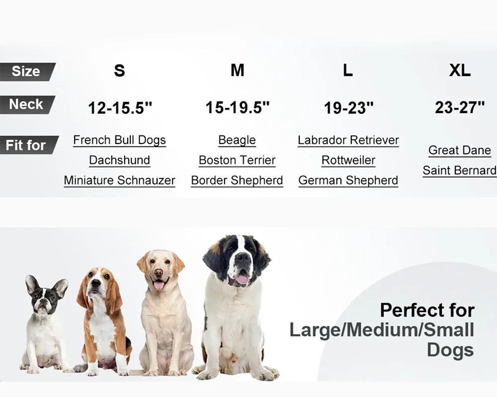 Padded Dog Collars for small Medium large Dogs Reflective Wide Pet Collars Adjustable Heavy Duty Nylon Neoprene Dog Collar