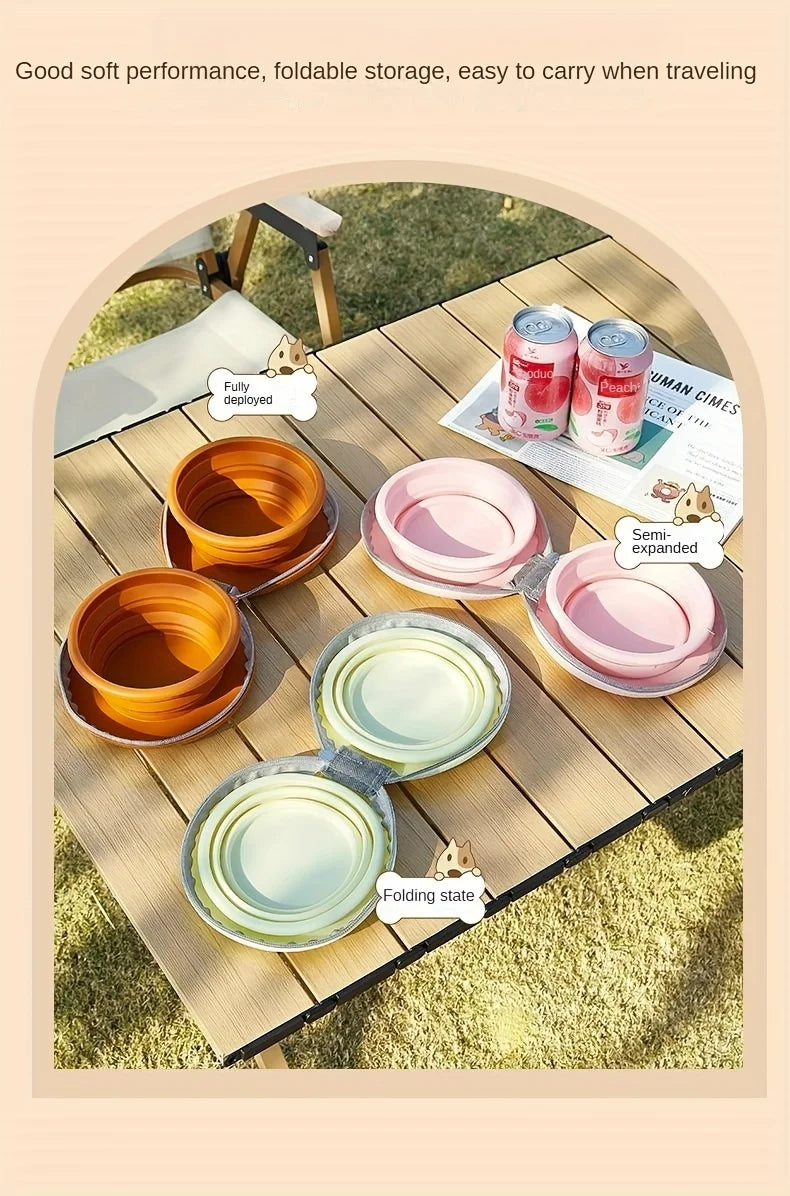 2 in 1 Foldable Silicone Dog Bowl Portable Travel Pet Feeding Double Bowl Easy to Clean for Outdoor Training pet feed supplies