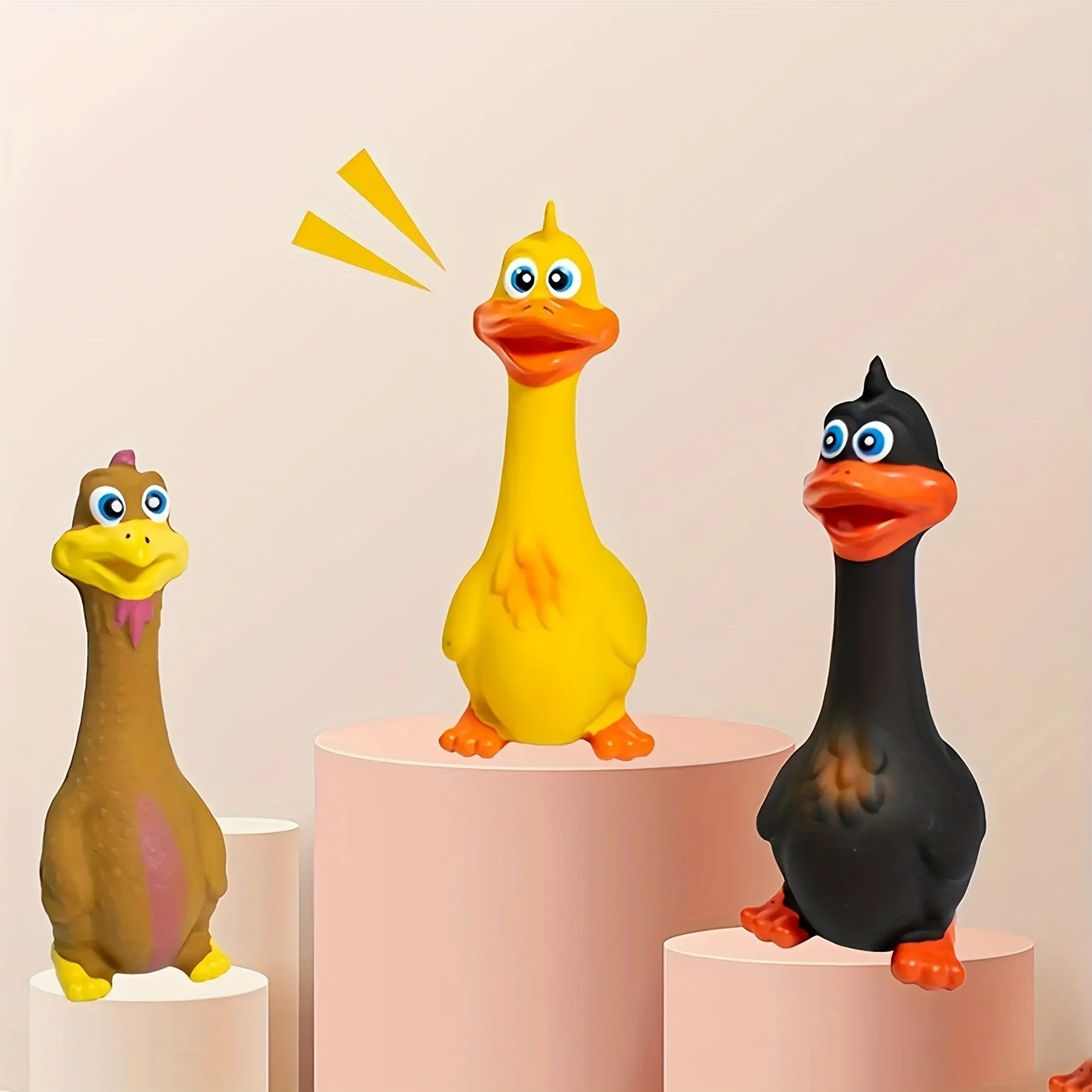Pet Dog Sound Toy - Screaming Standing Chicken and Big-Mouthed Duck, Latex Squeaky Teething Dog Toy