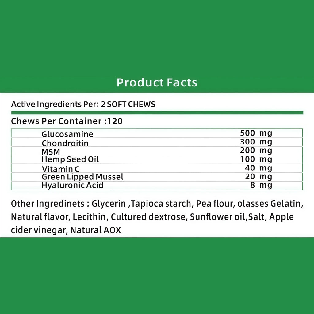 【120 Chews】Hip&Joint Chondroitin Chewable Tablets for Dogs - Calcium Supplementation/Cartilage Repair/Pain Relief/