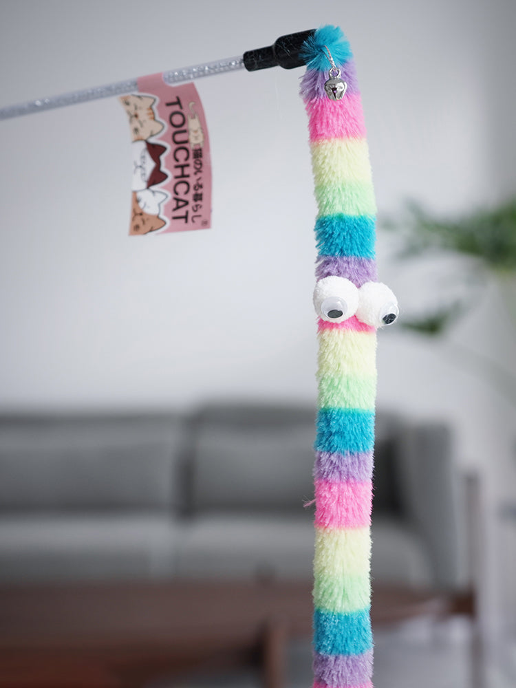 Cat Toy Feather Cat Teaser Wand Cat Interactive Toy Funny Caterpillar Colorful Rod Teaser Wand Pet Cat Supplies Cat Accessory