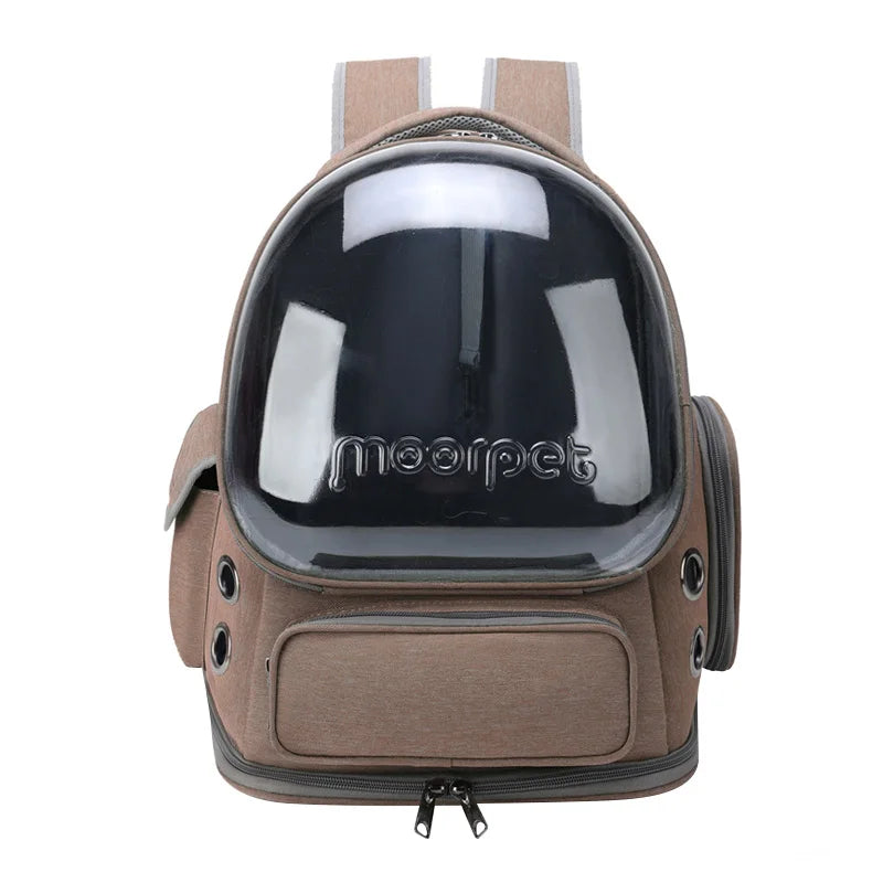 Transparent Breathable Pet Travel Carrier Backpack with clear window for pets, stylish and comfy travel.