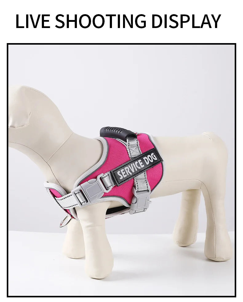 Service Dog Chest Harness No Pull Dog Hook Suitable Large Dog Vest Style Walking Rope Control Dog Strap Accessories Prevent Loss