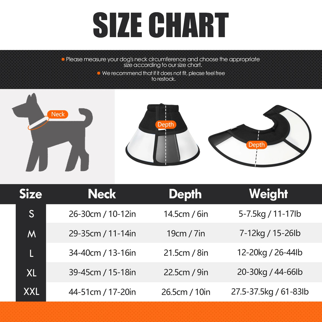 Pet Recovery Collar for Dogs After Surgery Adjustable Dog Neck Cone Surgical Elizabeth E-Collar Prevent Biting and Licking Wound