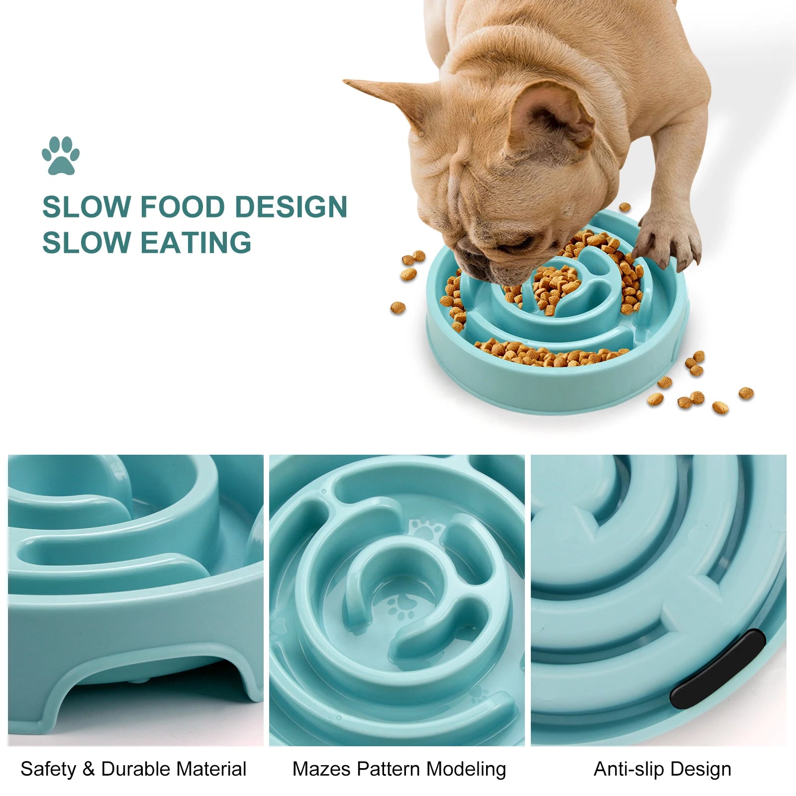 Fun Non-Slip Dog Slow Feeder Bowl for healthy slow eating and reduced digestive issues.