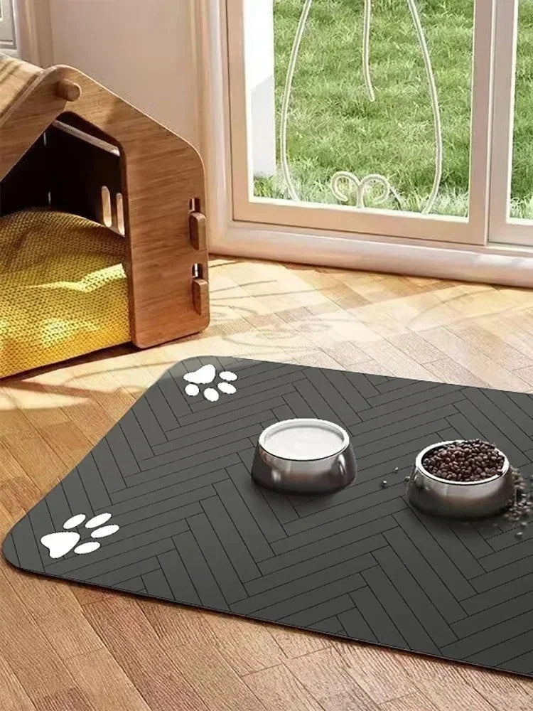 Pet Feeding Mat-Absorbent Pet Placemat for Food and Water Bowl, with Waterproof Rubber Backing, Quick Dry Water Mat for Dog Cat