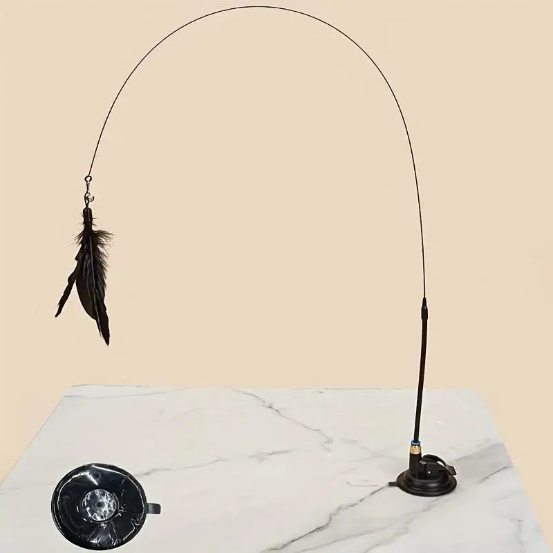 Cats Toys Feathers Wand Interactive Toy Kitten Toys With Suction Cup Detachable Feather Replacements Cat Toys Accessories