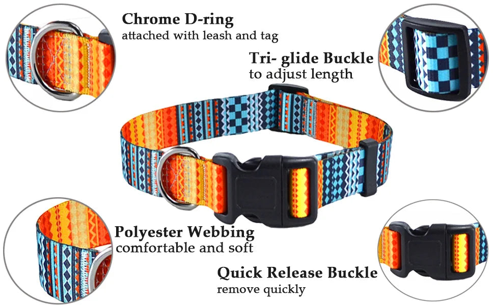 Adjustable Dog Collar Pet Collar for Small Medium Large Dog Walking Collars Flower Style Puppy Cat Collar Pet Supplies Pitbull