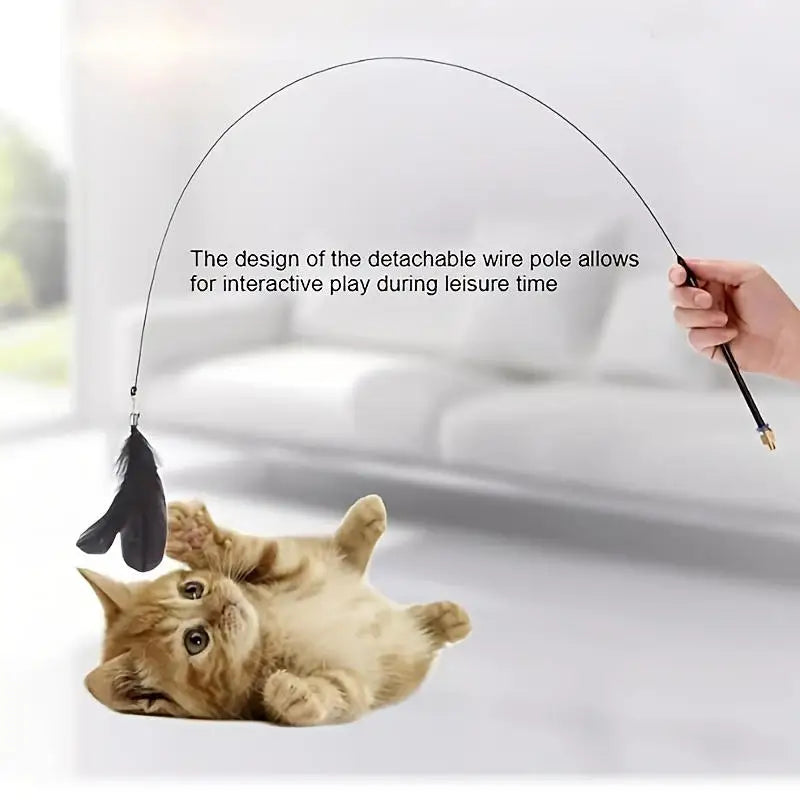 Cats Toys Feathers Wand Interactive Toy Kitten Toys With Suction Cup Detachable Feather Replacements Cat Toys Accessories