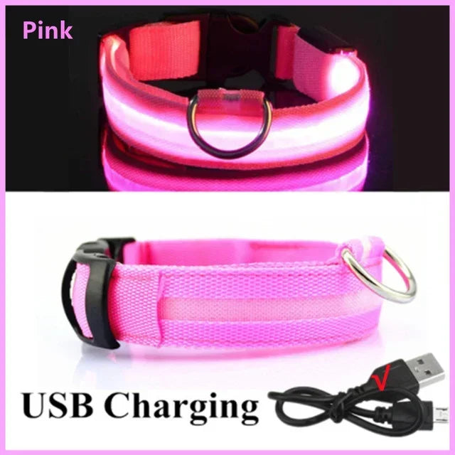 Dog Collar With LED Glowing Adjustable Flashing Rechargea Luminous Collar Night Anti-Lost Dog Light Harness for Small Dog
